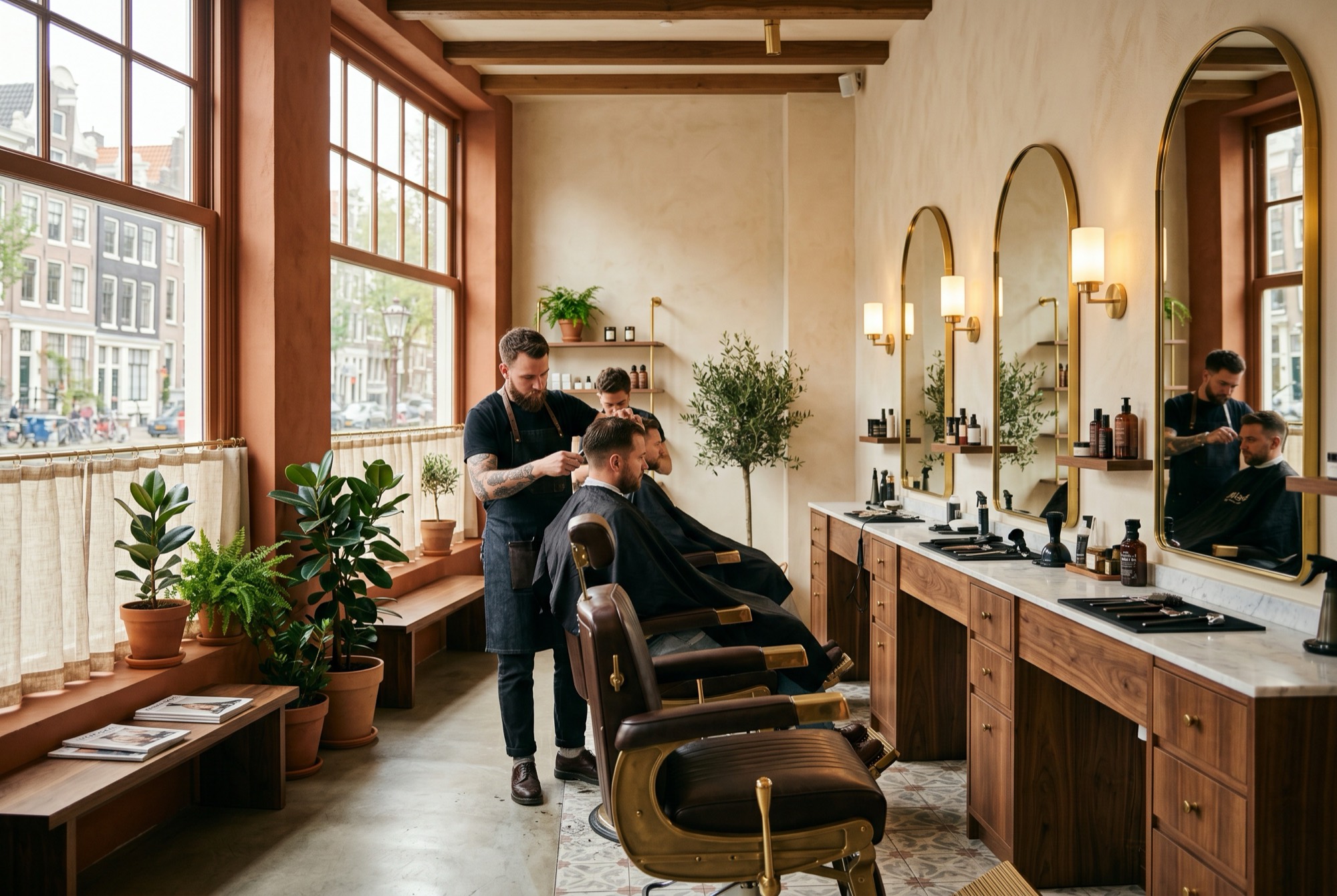 Modern Nederlands barbershop-interieur